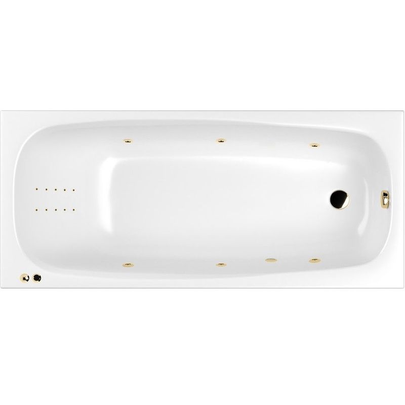 Ванна гидромассажная Whitecross Layla LINE NANO 0102.170075.100.LINENANO.GL 170x75 (белый глянцевый, золотой), каркас, слив-перелив